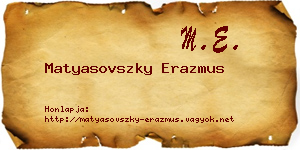 Matyasovszky Erazmus névjegykártya